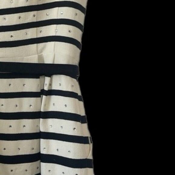 Nanette Lepore Champagne/Black Rhinestone Trim Sheath Dress Sz 6 - Picture 9 of 9